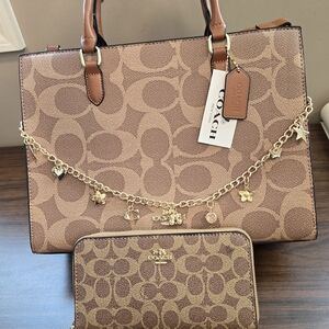 Inspired Brown Signature Tote and Wristlet Set